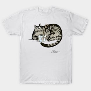 B kliban cat,  cat eats noodles T-Shirt